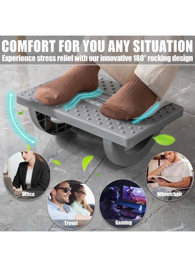 Foot Rest for Under Desk at Work - Ergonomic Foot Stools for Under Office Desk - Rocking Footrest with Roller Massager - Leg Rest for Chair, Computer Gaming - Promote Leg Circulation(Gray) - Image 5